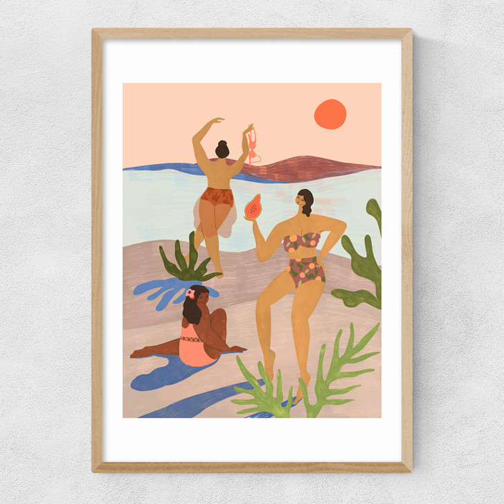 Beach Party With My Girls Narrow Oak Frame Beach Party With My Girls Narrow Oak Frame