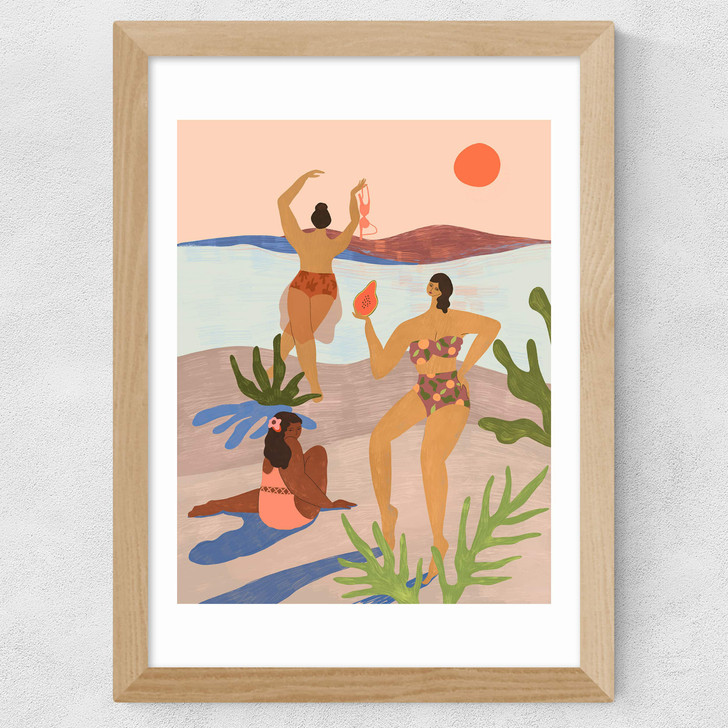 Beach Party With My Girls Wide Oak Frame Beach Party With My Girls Wide Oak Frame