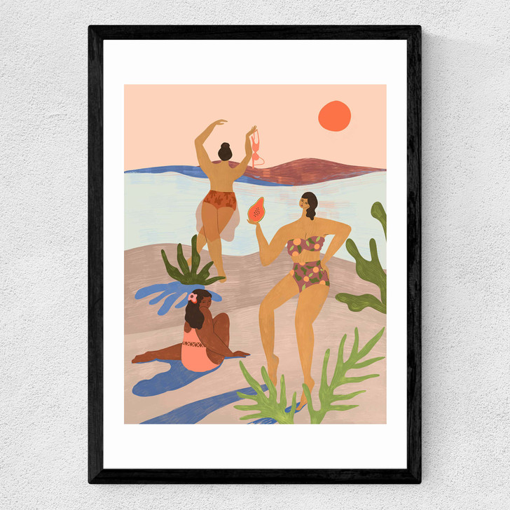 Beach Party With My Girls Medium Black Frame