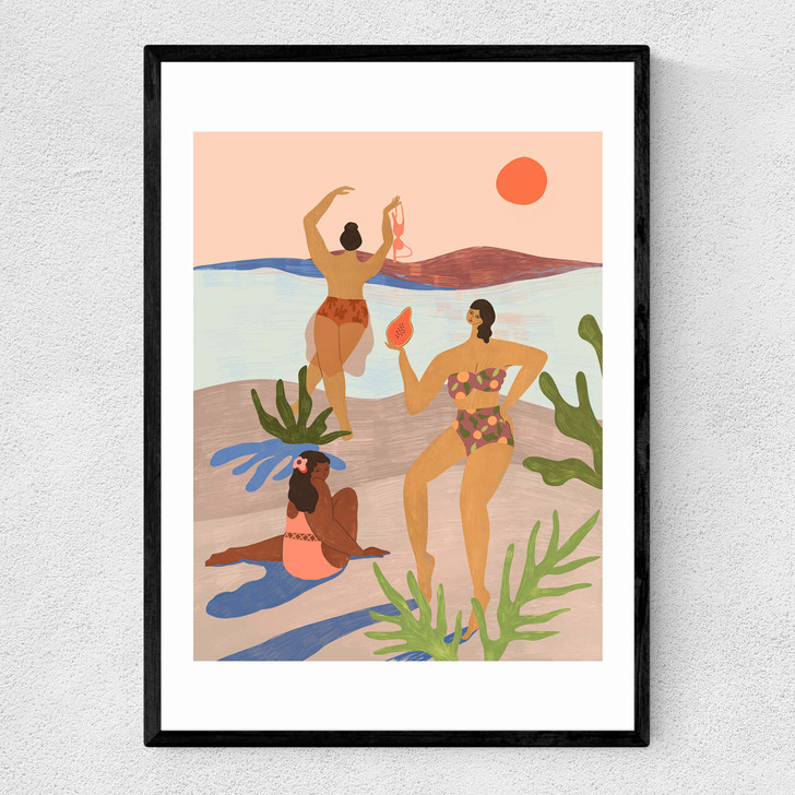 Beach Party With My Girls Narrow Black Frame