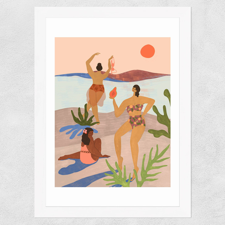 Beach Party With My Girls Wide White Frame