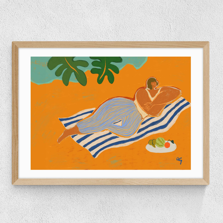 Reclining Woman Medium Oak Frame