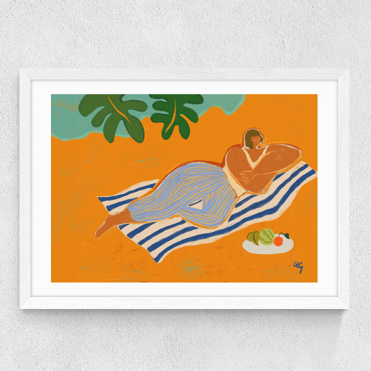 Reclining Woman Medium White Frame