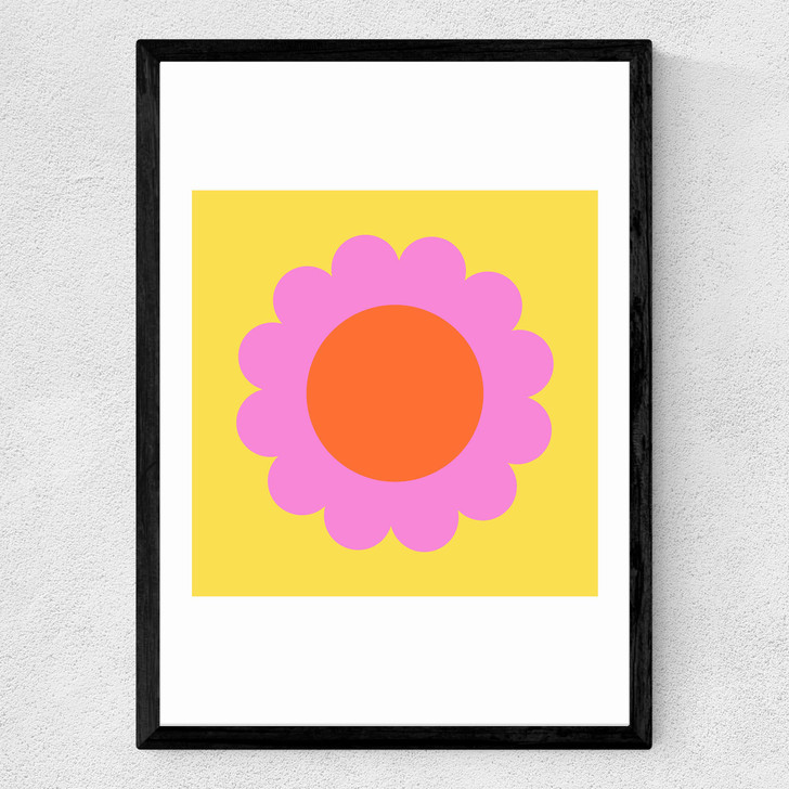 Summer Bloom in Yellow Medium Black Frame