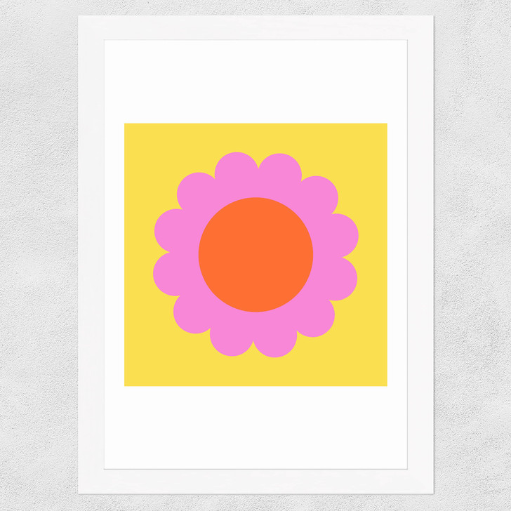 Summer Bloom in Yellow Wide White Frame