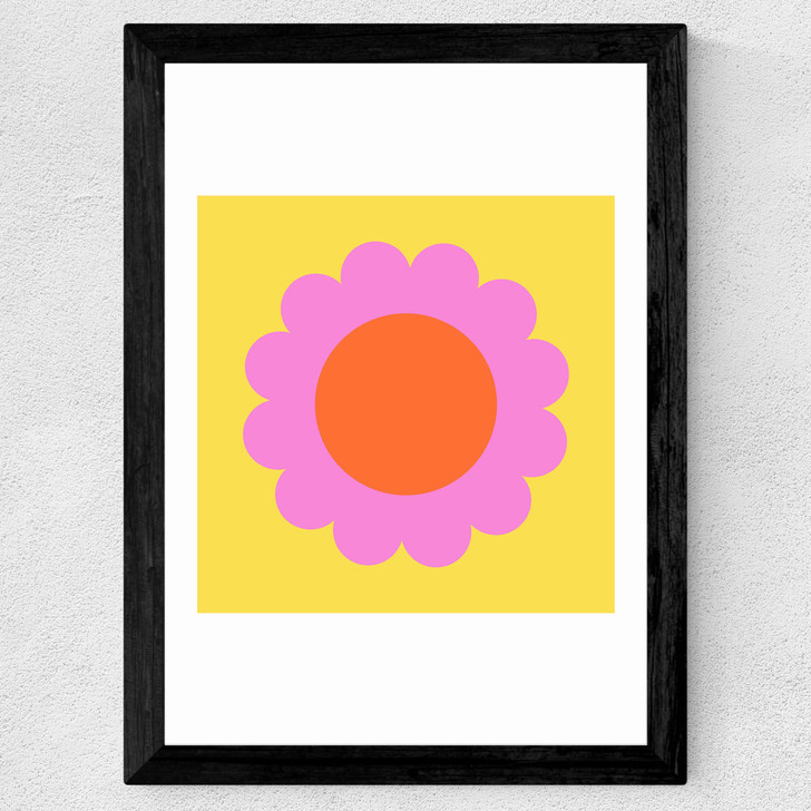 Summer Bloom in Yellow Wide Black Frame