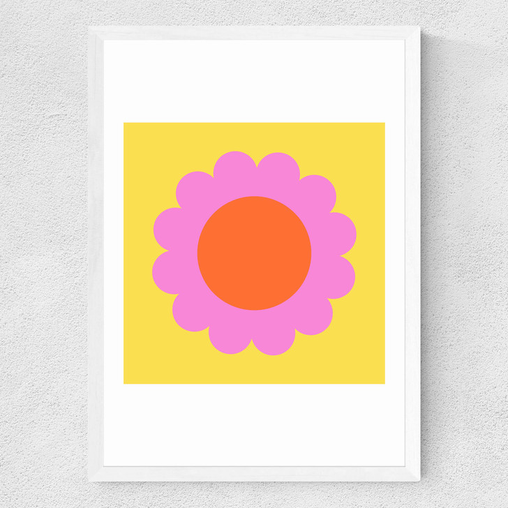 Summer Bloom in Yellow Medium White Frame