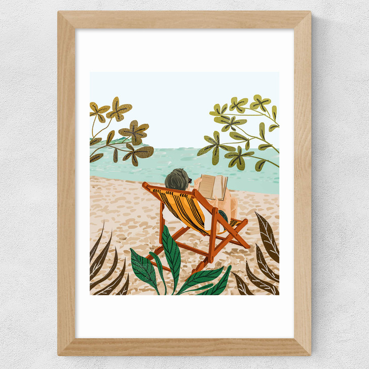 Vacay Book Club Wide Oak Frame