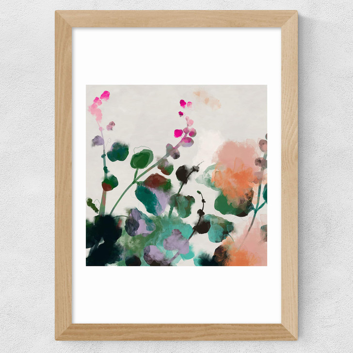 Holly Hocks Wide Oak Frame