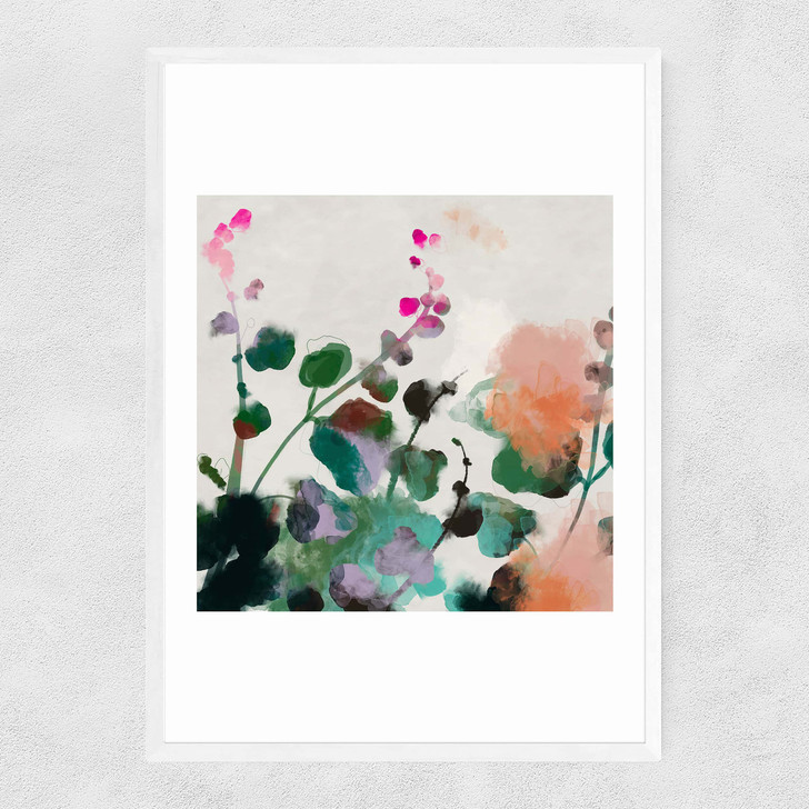 Holly Hocks Narrow White Frame