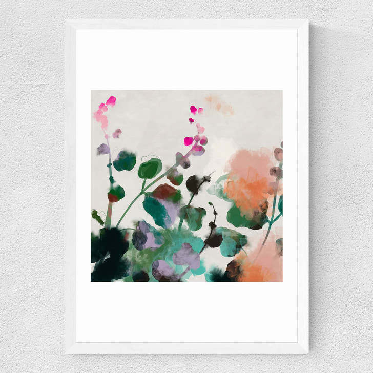 Holly Hocks Medium White Frame