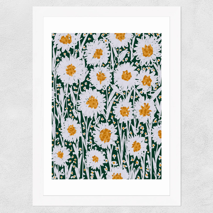 Daisy Pattern Wide White Frame Daisy Pattern Wide White Frame