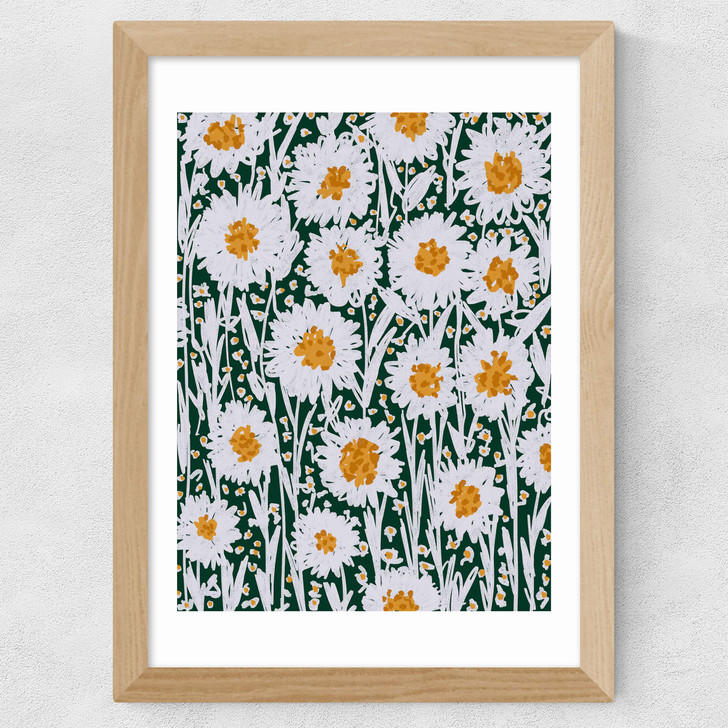 Daisy Pattern Wide Oak Frame