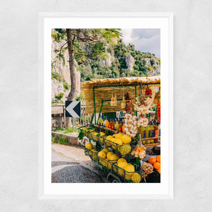Amalfi Coast Drive XV Narrow White Frame