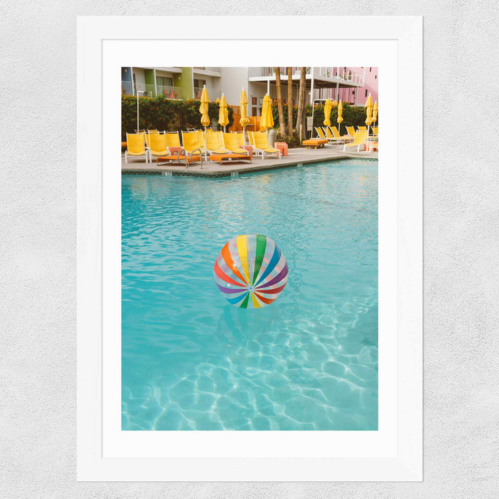Palm Springs Pool Day Wide White Frame Palm Springs Pool Day Wide White Frame