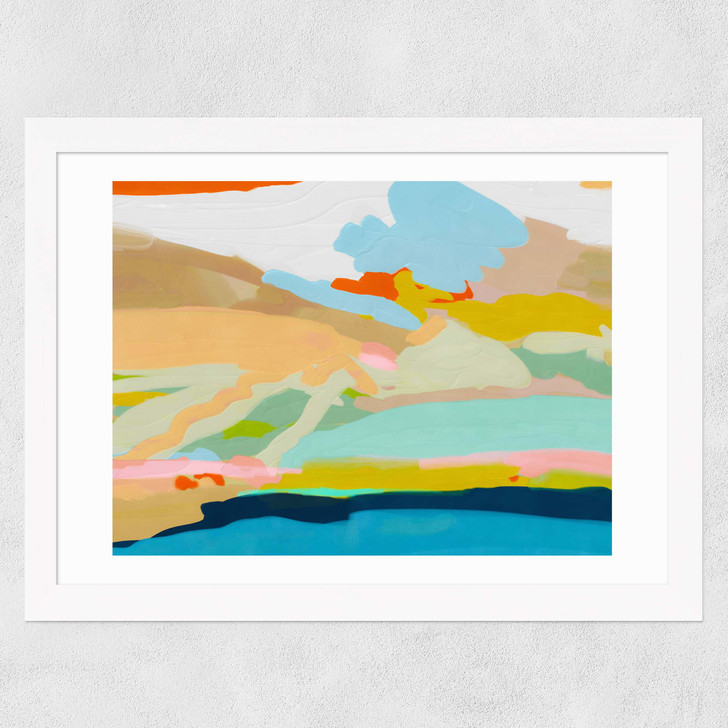 Sea Hills Summer Sun Wide White Frame