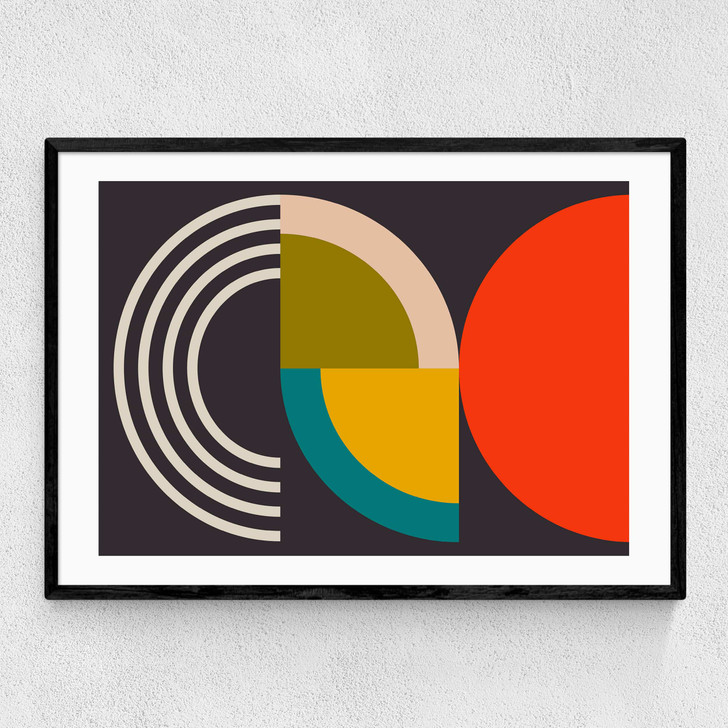 Geometric on Black I Narrow Black Frame