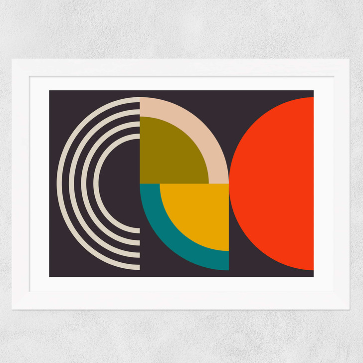 Geometric on White I Wide White Frame