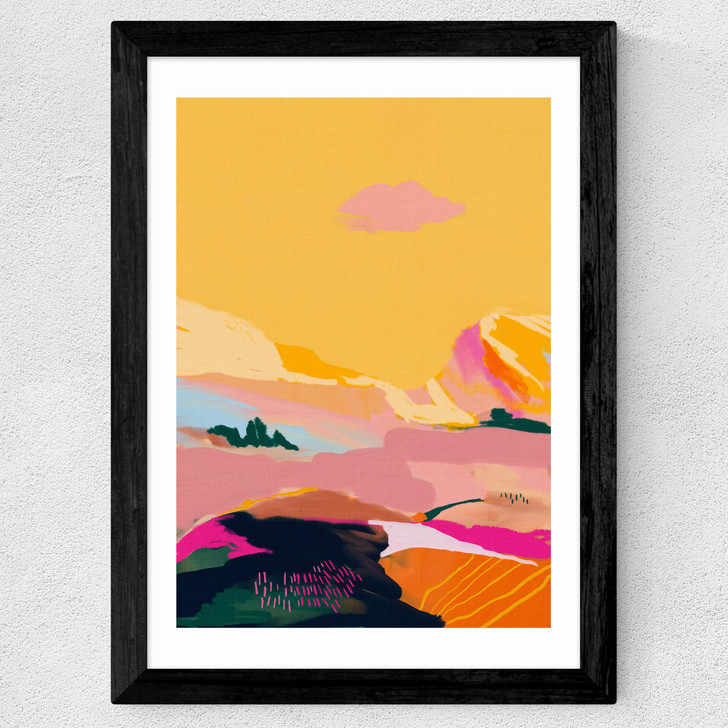 Abstract Pink Dream Cloud Wide Black Frame Abstract Pink Dream Cloud Wide Black Frame