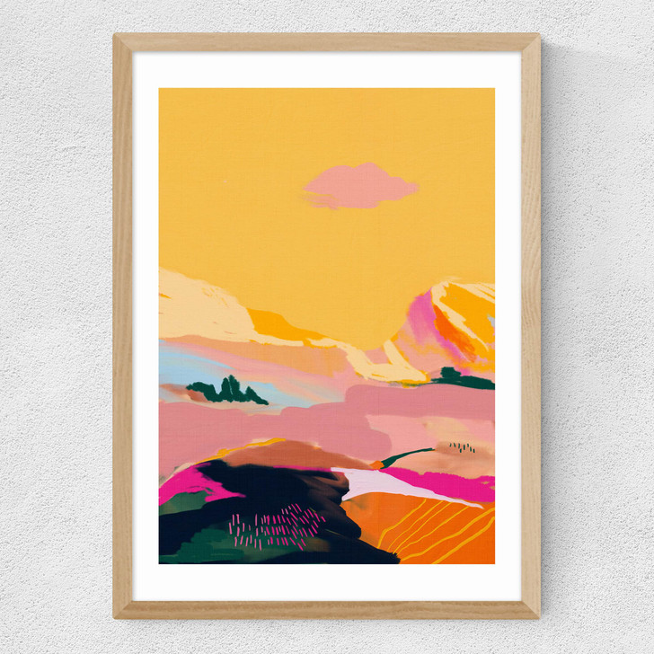 Abstract Pink Dream Cloud Medium Oak Frame Abstract Pink Dream Cloud Medium Oak Frame