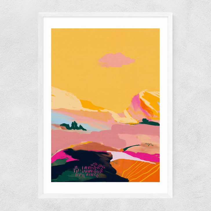 Abstract Pink Dream Cloud Narrow White Frame Abstract Pink Dream Cloud Narrow White Frame