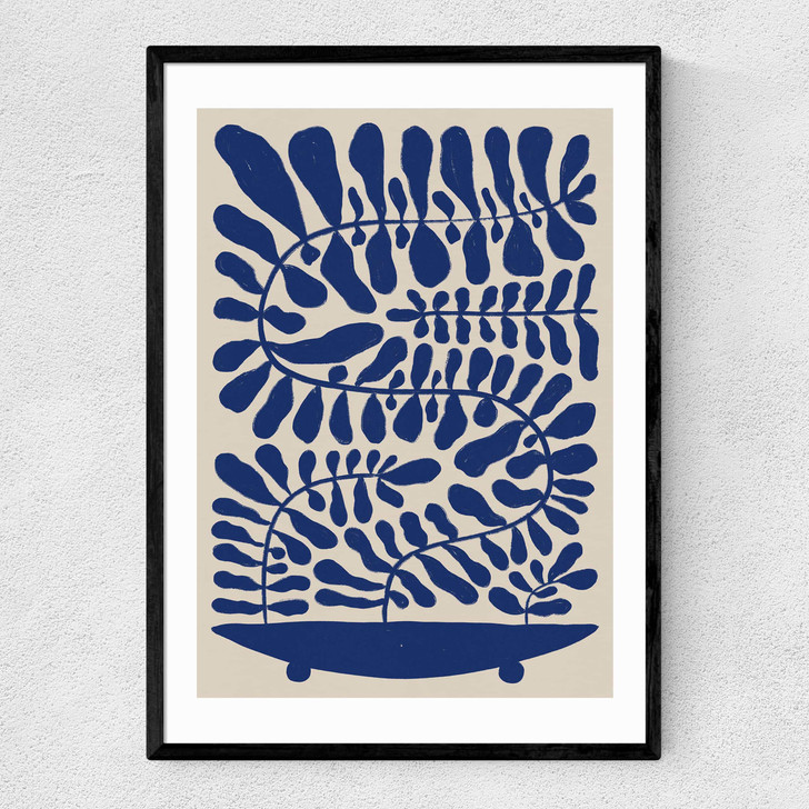 One Hundred Leaved Plant VII Narrow Black Frame