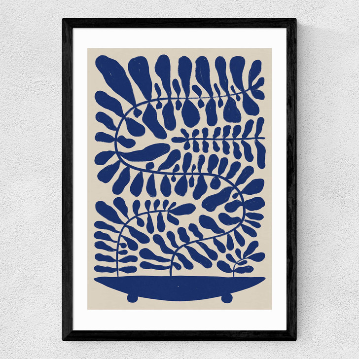 One Hundred Leaved Plant VII Medium Black Frame