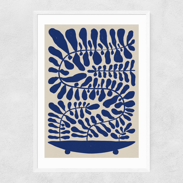 One Hundred Leaved Plant VII Narrow White Frame