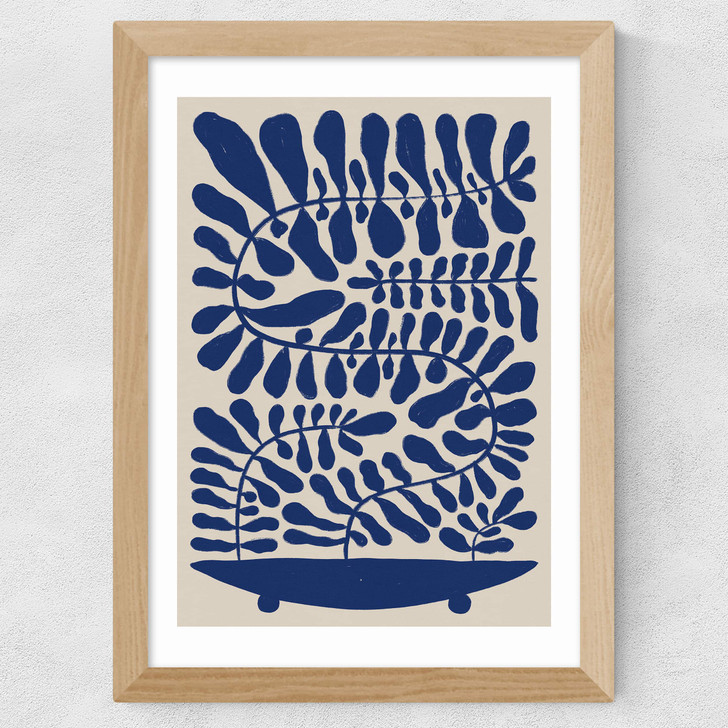 One Hundred Leaved Plant VII Wide Oak Frame