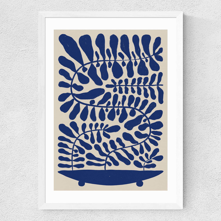 One Hundred Leaved Plant VII Medium White Frame