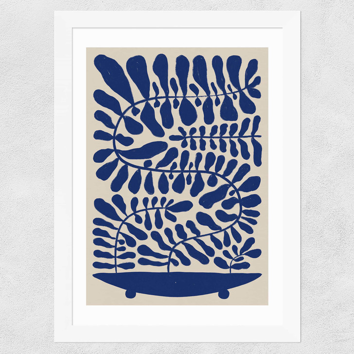 One Hundred Leaved Plant VII Wide White Frame