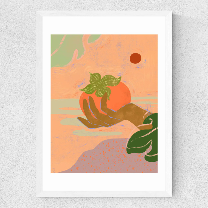 Persimon in Hand Medium White Frame