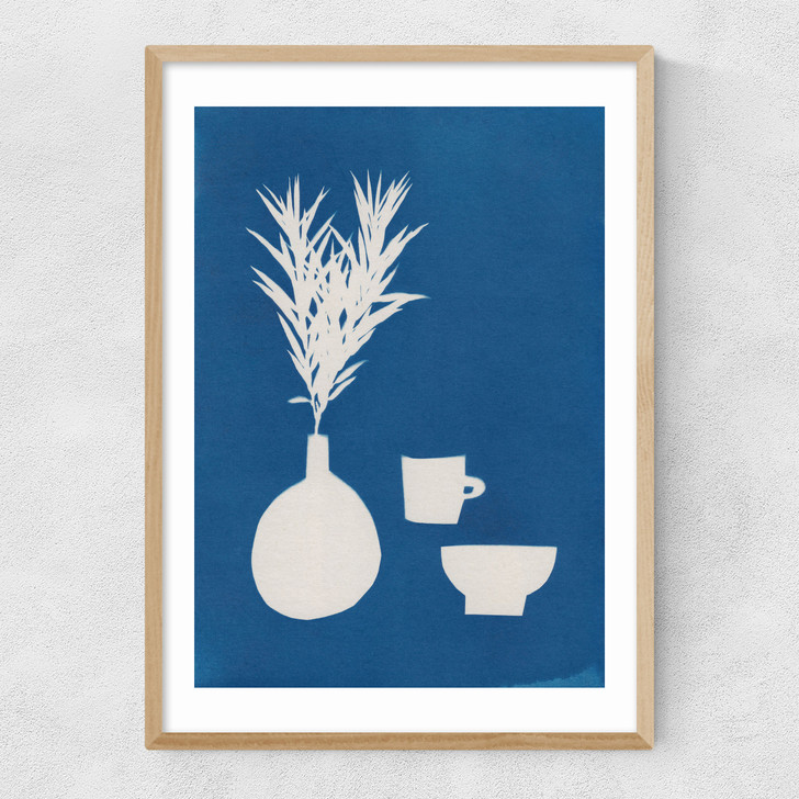 Cyanotype Still Life Studies I Narrow Oak Frame