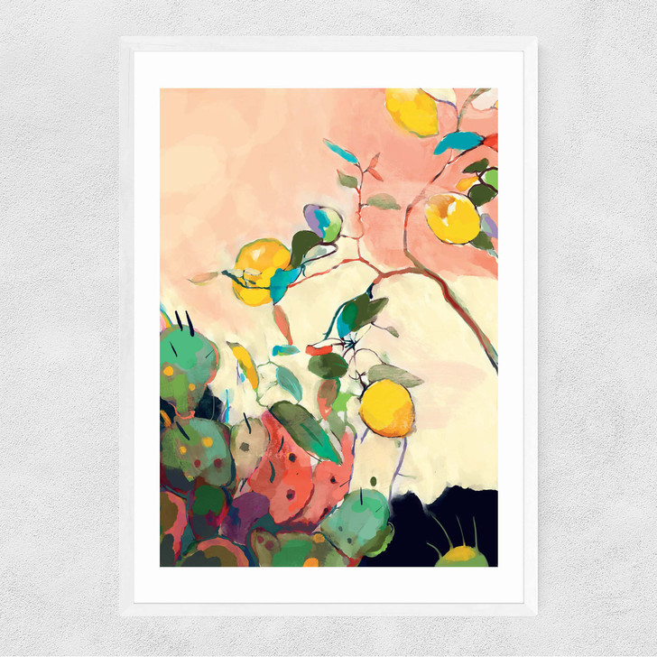 Citrus And Cacti Narrow White Frame Citrus And Cacti Narrow White Frame