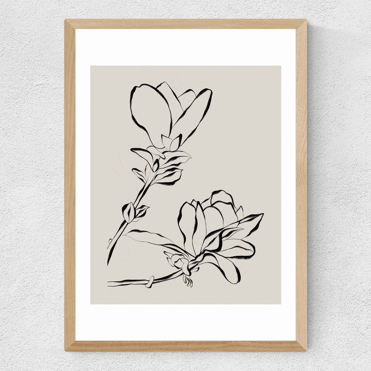 Magnolia Bloom Medium Oak Frame Magnolia Bloom Medium Oak Frame