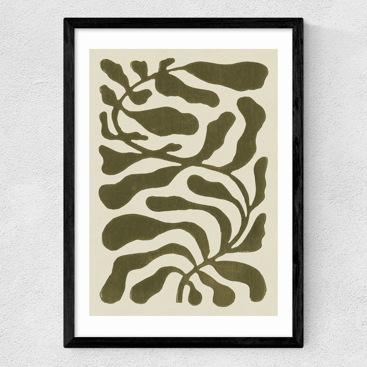 One Hundred Leaved Plant Green Medium Black Frame