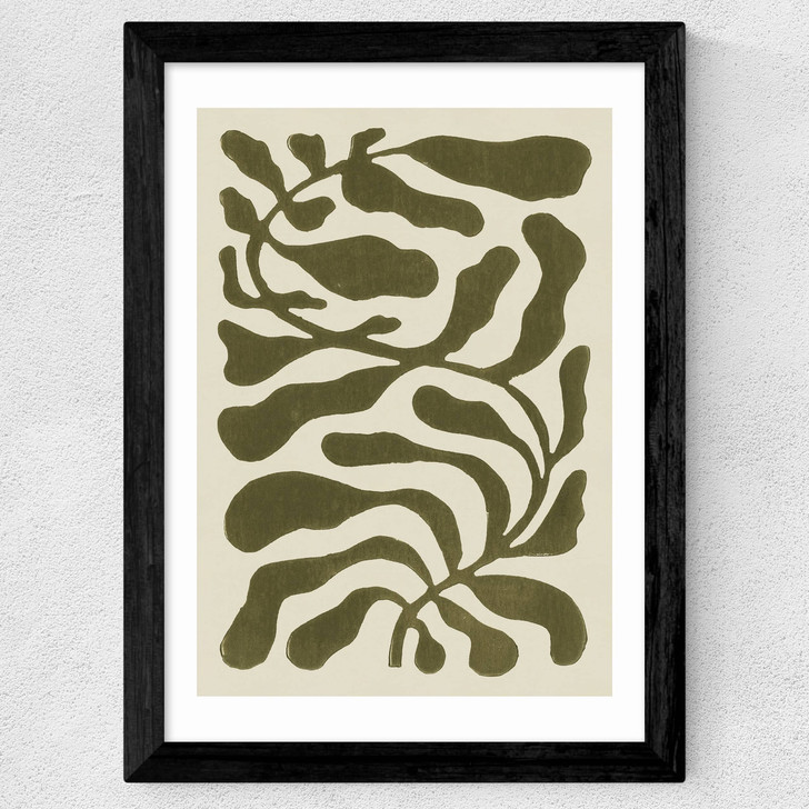 One Hundred Leaved Plant Green Wide Black Frame