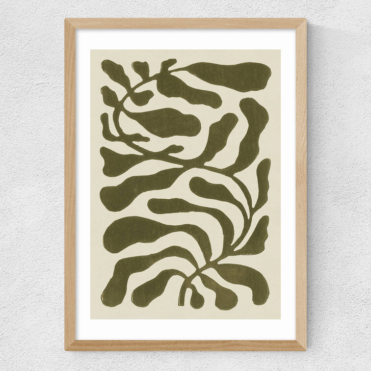 One Hundred Leaved Plant Green Medium Oak Frame
