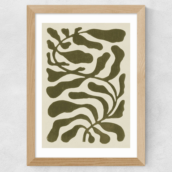 One Hundred Leaved Plant Green Wide Oak Frame