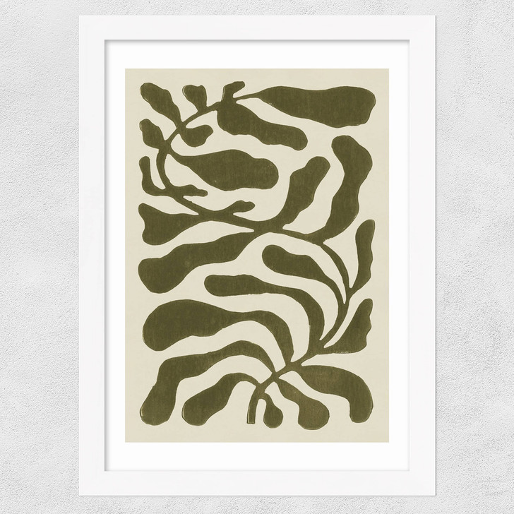One Hundred Leaved Plant Green Wide White Frame