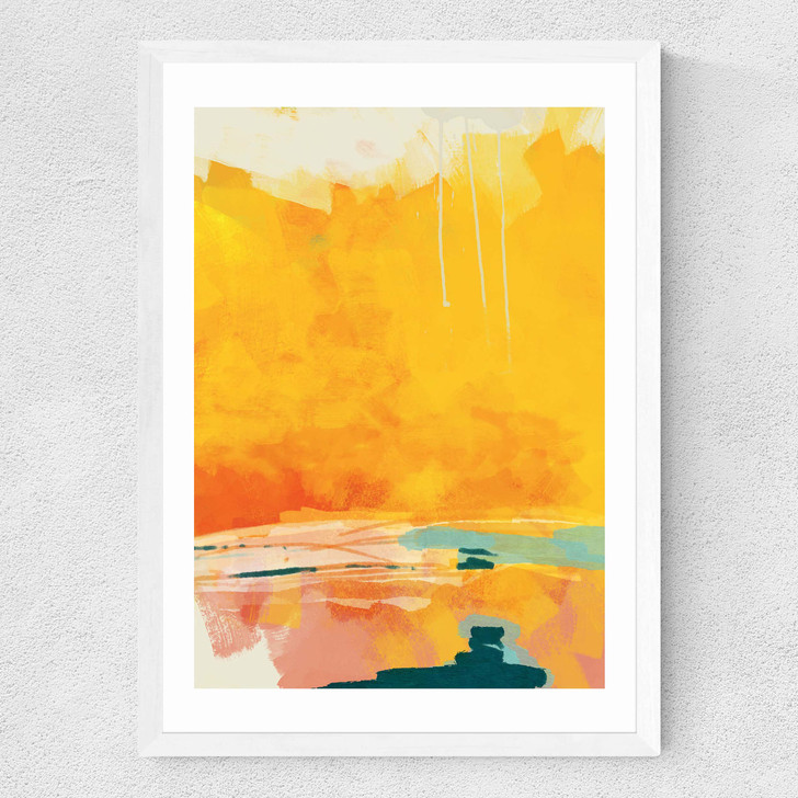 Paysage Jaune Medium White Frame