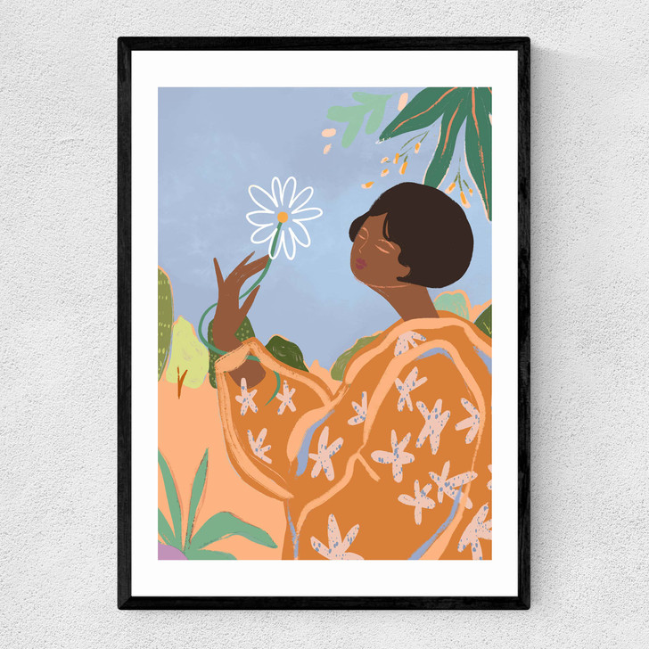 Spring Flower Narrow Black Frame