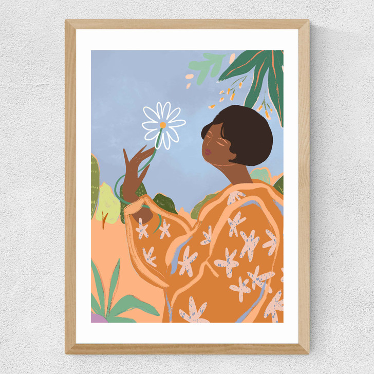 Spring Flower Medium Oak Frame