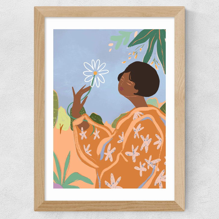 Spring Flower Wide Oak Frame