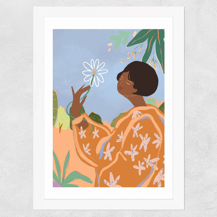 Spring Flower Wide White Frame