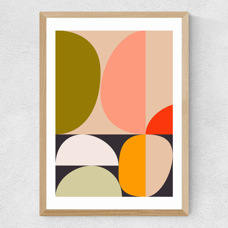 Mid Century Half Circles Medium Oak Frame Mid Century Half Circles Medium Oak Frame