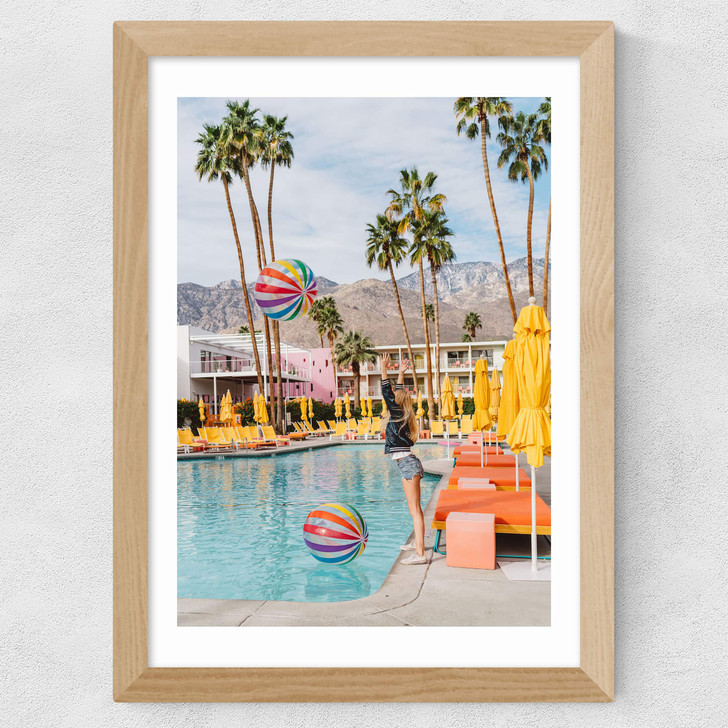 Palm Springs Pool Day III Wide Oak Frame Palm Springs Pool Day III Wide Oak Frame