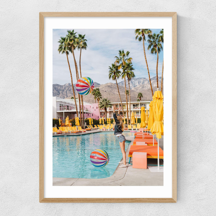Palm Springs Pool Day III Narrow Oak Frame