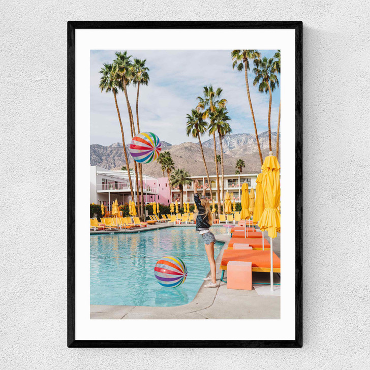 Palm Springs Pool Day III Narrow Black Frame