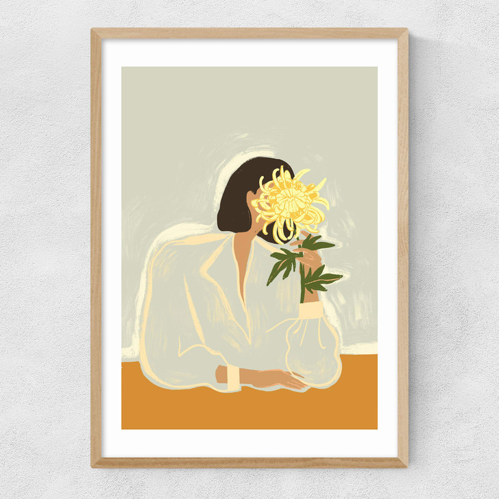 The Chrysanthemum by Arty Guava Narrow Oak Frame The Chrysanthemum by Arty Guava Narrow Oak Frame